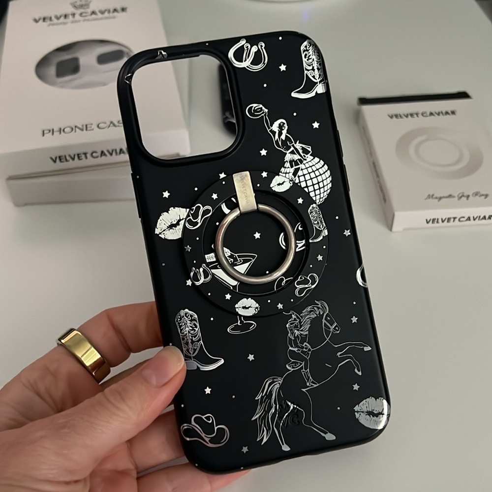 Like New, Velvet Caviar Disco Cowgirl Mag Safe iPhone Case SET